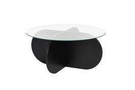 Nordure Mesa de Café Madera Negra y Humo Vidrio Templado Tablero Partículas 75x35x75 cm